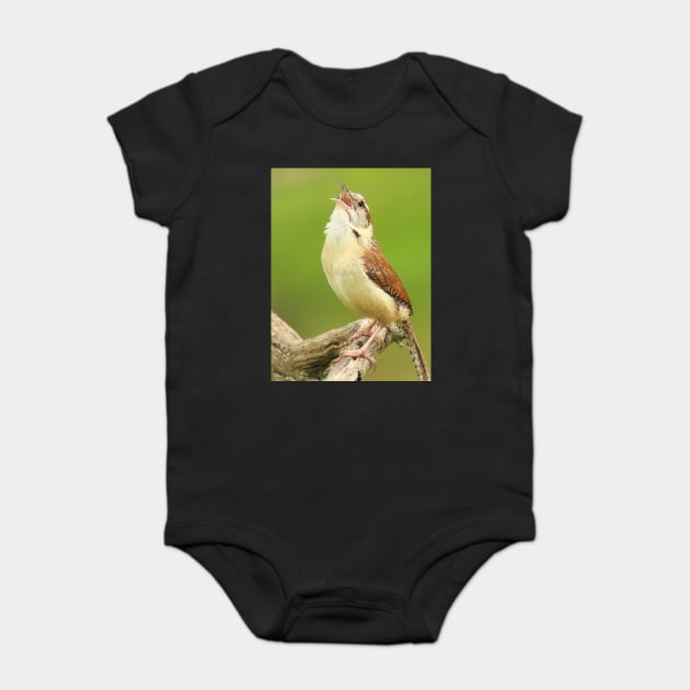 Carolina Wren Singing Baby Bodysuit by BirdsnStuff